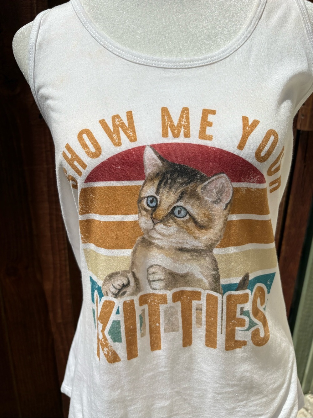 Show Me Your Kitties Graphic Racerback Tank Top XL Retro Cat Tee